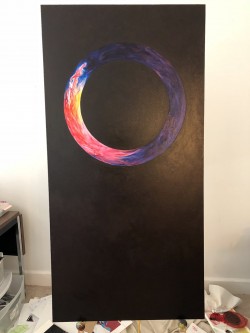 A quick snapshot of an unfinished oil painting. This is part of circle series.