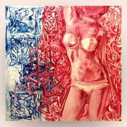 A snapshot of a painting inspired by an Instagram model.