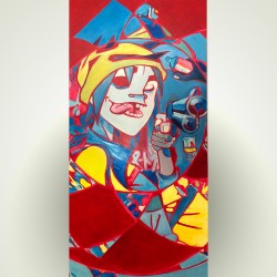 An addition to the fragmented circle paintings. (Jamie Hewlett iinfluence here)