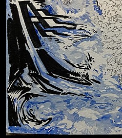 Ink and watercolor, block 4/6
